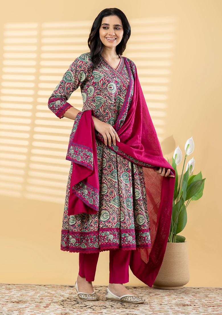 White Embroidered Cotton Kurta Set - Indya