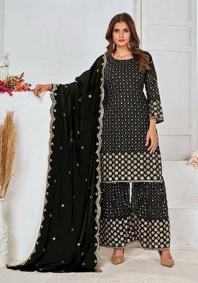 Black Embroidered Georgette Kurta Set