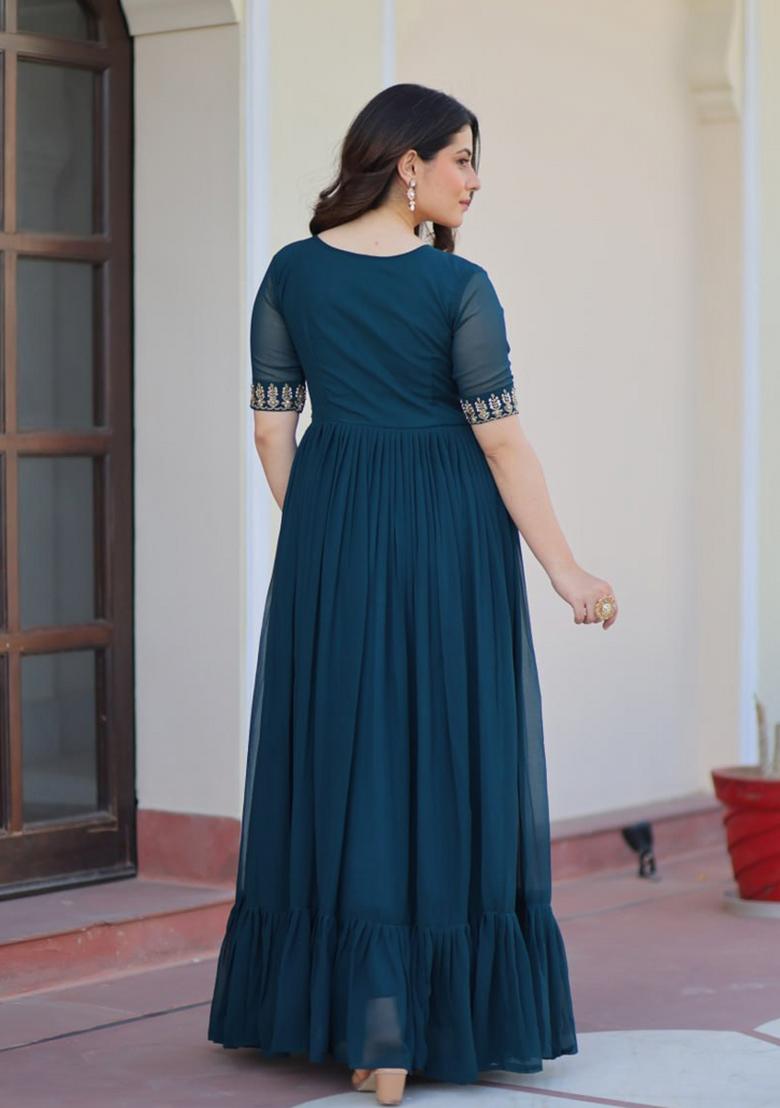 Rama Sequin Work Georgette Kurta - Indya