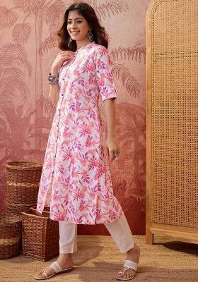 Pink Sequin Work Cotton Kurta