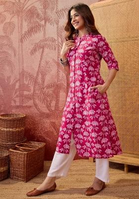 Navy Blue Sequin Work Cotton Kurta
