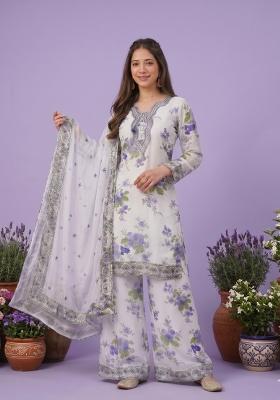 Red Sequin Work Georgette Kurta Set