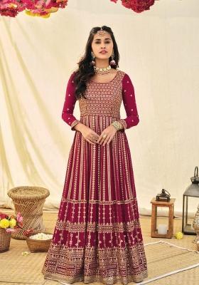 Pink Embroidered Georgette Kurta Set
