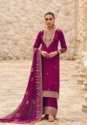 Pink Embroidered Silk Kurta Set