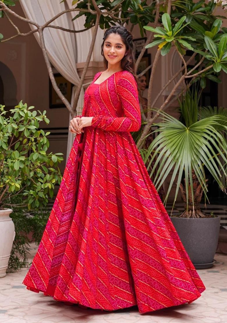 Pink Printed Rayon Indo Western Suit - Indya