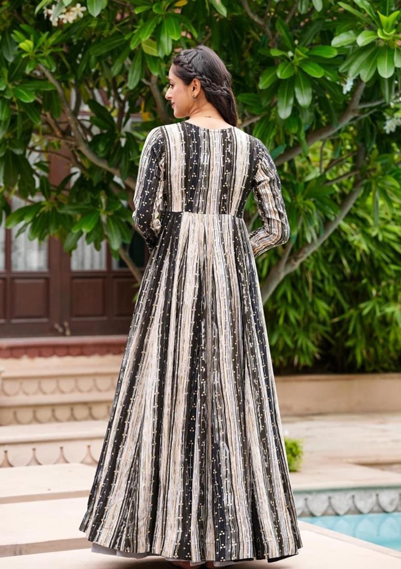 Grey Printed Rayon Indo Western Suit - Indya