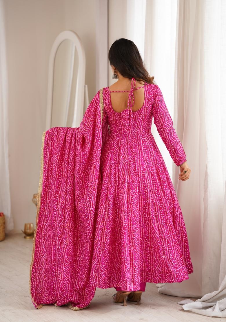 Pink Embroidered Rayon Kurta Set - Indya