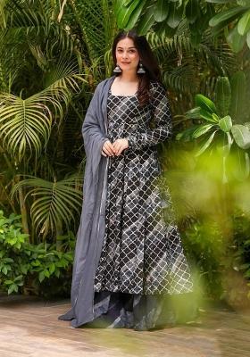 Black Printed Muslin Kurta Set