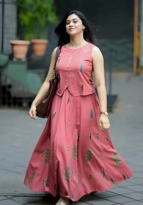 Pink Printed Cotton Kurta Set