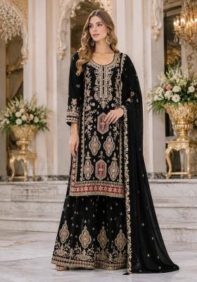 Black Embroidered Chiffon Salwar Kameez