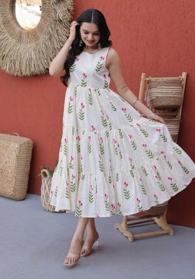 White Printed Cotton Kurta