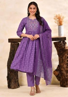 Purple Rayon Kurta Set