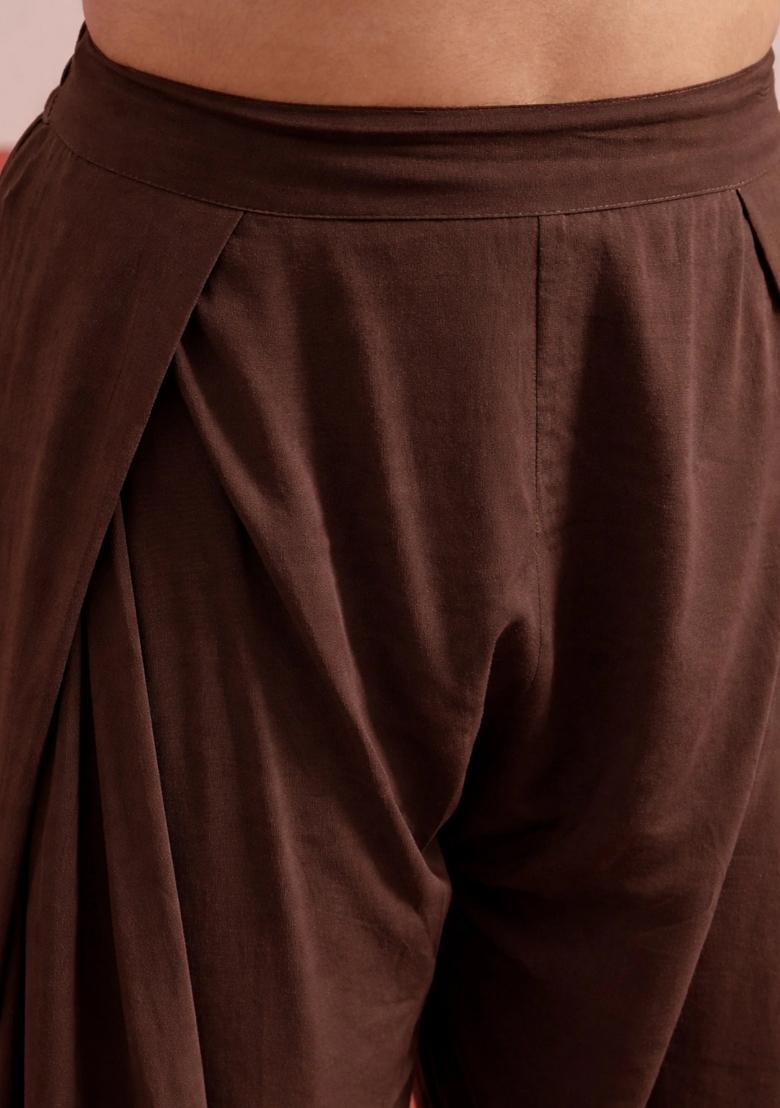 Brown Solid Rayon Kurta Set - Indya