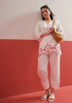 White Solid Rayon Kurta Set