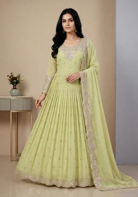 Light Pear Embroidered Georgette Kurta Set