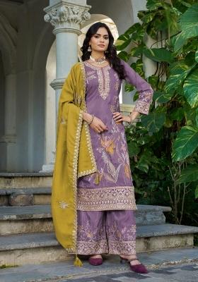Lavender Embroidered Simmer Kurta Set