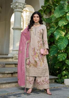 Grey Embroidered Simmer Kurta Set