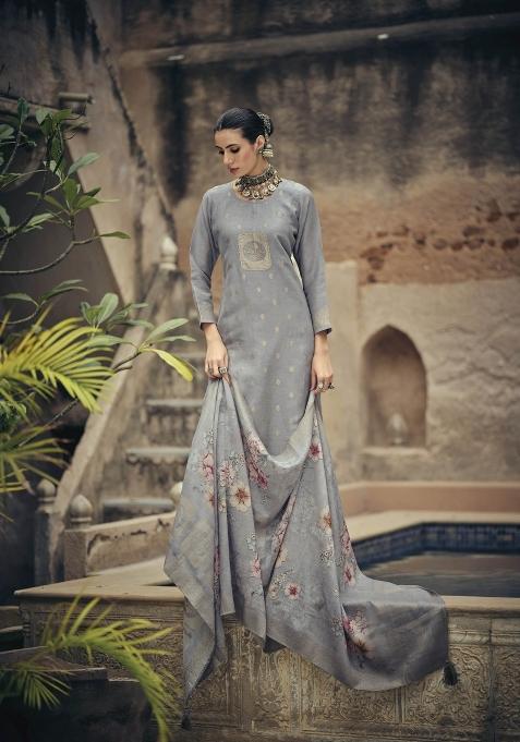 Blue Embroidered Silk Kurta Set
