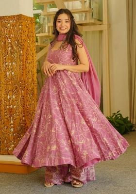 Pink Printed Muslin Kurta Set