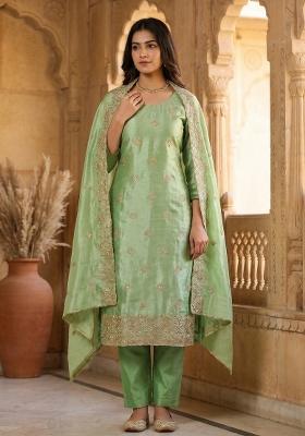 Green Embroidered Jimmy Chu Kurta Set