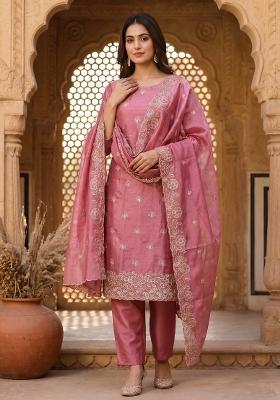 Pink Embroidered Jimmy Chu Kurta Set