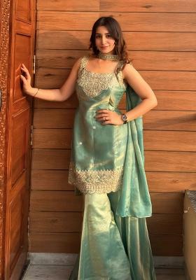 Lite Green Embroidered Silk Kurta Set