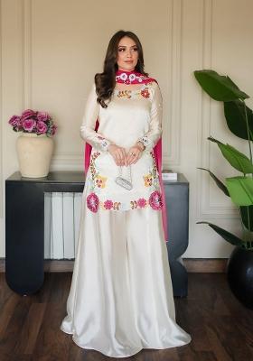 Pink Embroidered Roman Glass Kurta Set