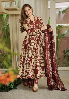 Orange Embroidered Cotton Kurta Set