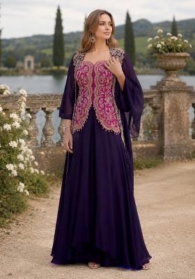 Rani Pink Embroidered Silk Kurta Set