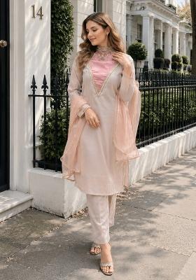 Rose Embroidered Shimmer Kurta Set
