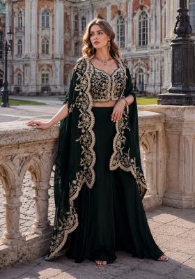 Black Embroidered Silk Kurta Set