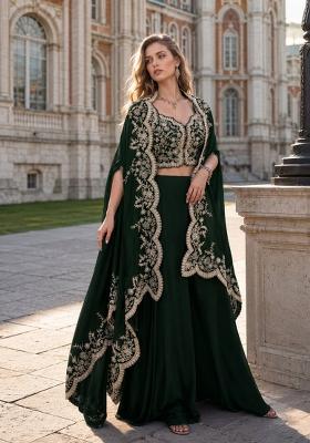 Green Embroidered Silk Kurta Set