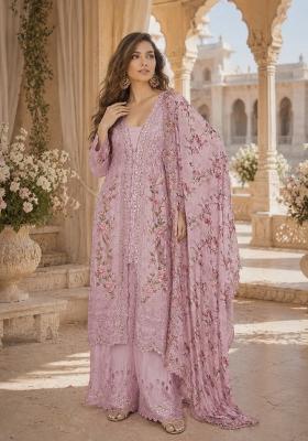 Rani Pink Embroidered Silk Kurta Set