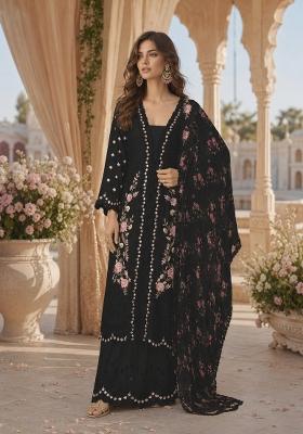 Black Embroidered Silk Kurta Set
