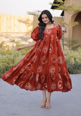 Fanta Printed Cotton Anarkali With Dupatta