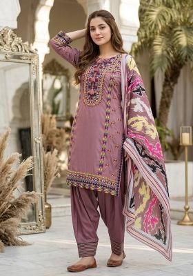 Lavender Embroidered Silk Salwar Suit