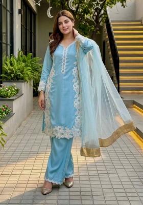 Rama Embroidered Silk Palazzo Set