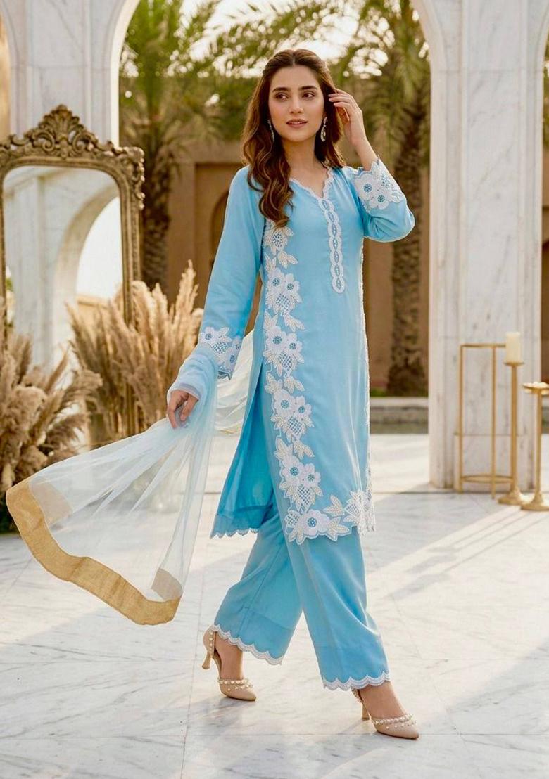 Rama Embroidered Silk Palazzo Set - Indya