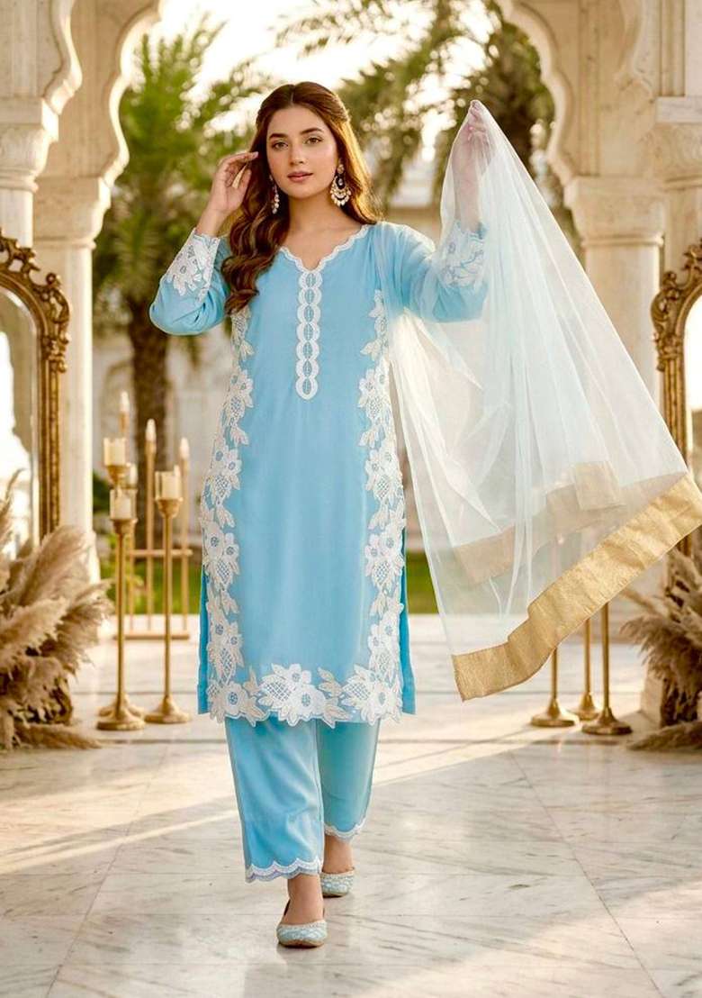 Rama Embroidered Silk Palazzo Set - Indya