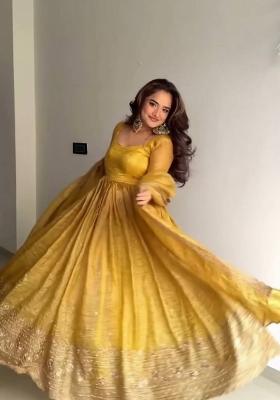 Yellow Embroidered Silk Salwar Kameez