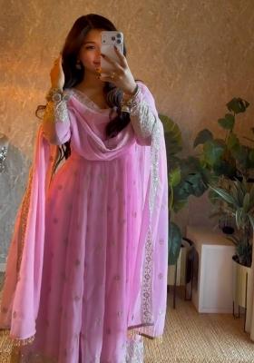 Baby Pink Embroidered Silk Salwar Kameez