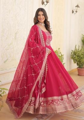 Pink Embroidered Faux Blooming Kurta Set