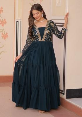 Rama Embroidered Faux Blooming Kurta Set