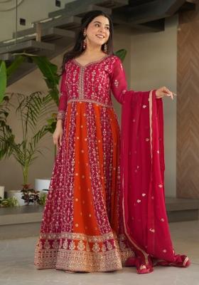Pink Embroidered Faux Blooming Kurta Set