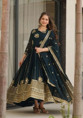 Rama Embroidered Faux Blooming Kurta Set