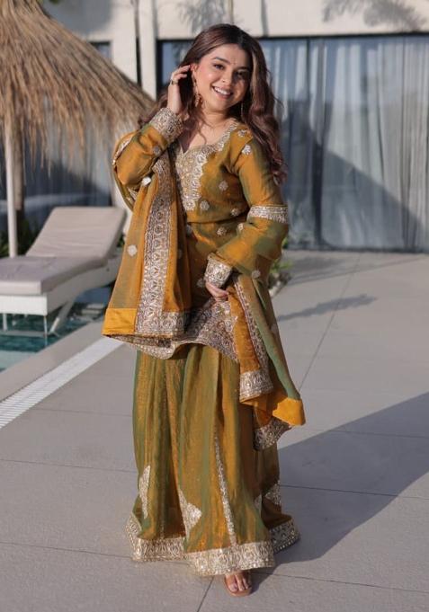 Yellow Embroidered Fendi Sharara Set