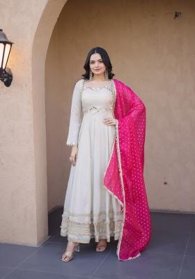 Pink Embroidered Cosmos Anarkali Set