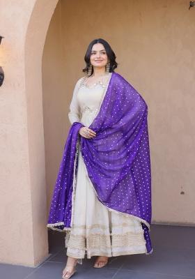 Purple Embroidered Cosmos Anarkali Set