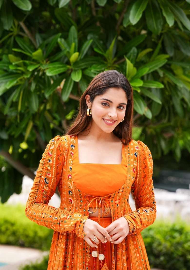 Yellow Printed Georgette Palazzo Set - Indya