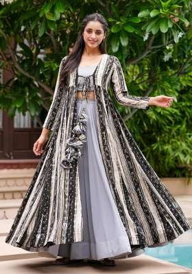 Grey Printed Georgette Palazzo Set
